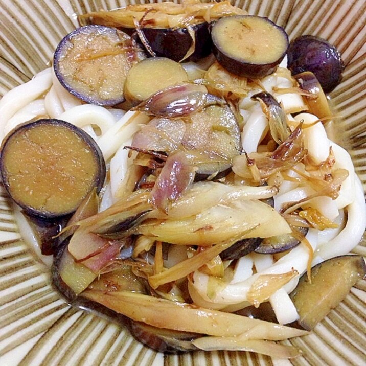 ほっこり美味しい！ミョウガとナスの味噌風味うどん